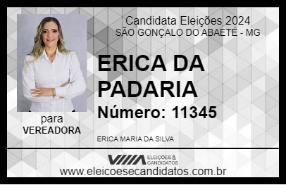 Candidato ERICA DA PADARIA 2024 - SÃO GONÇALO DO ABAETÉ - Eleições