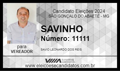 Candidato SAVINHO 2024 - SÃO GONÇALO DO ABAETÉ - Eleições