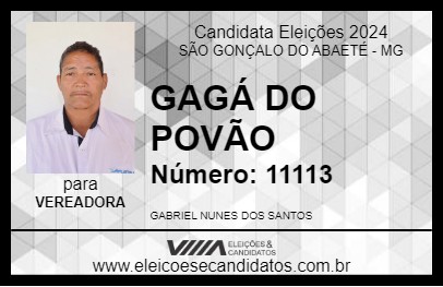 Candidato GAGÁ DO POVÃO 2024 - SÃO GONÇALO DO ABAETÉ - Eleições