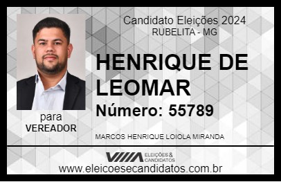 Candidato HENRIQUE DE LEOMAR 2024 - RUBELITA - Eleições