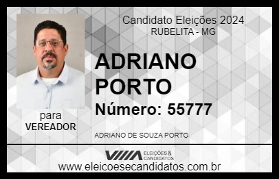 Candidato ADRIANO PORTO 2024 - RUBELITA - Eleições