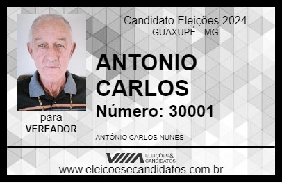 Candidato ANTONIO CARLOS 2024 - GUAXUPÉ - Eleições