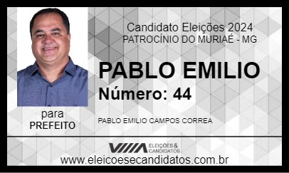 Candidato PABLO EMILIO 2024 - PATROCÍNIO DO MURIAÉ - Eleições