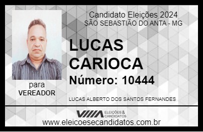 Candidato LUCAS CARIOCA 2024 - SÃO SEBASTIÃO DO ANTA - Eleições