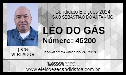 Candidato LÉO DO GÁS 2024 - SÃO SEBASTIÃO DO ANTA - Eleições