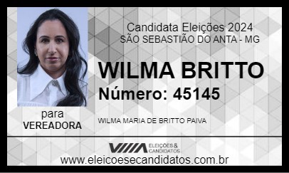 Candidato WILMA BRITTO 2024 - SÃO SEBASTIÃO DO ANTA - Eleições