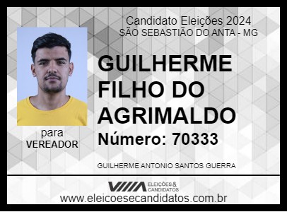 Candidato GUILHERME FILHO DO AGRIMALDO 2024 - SÃO SEBASTIÃO DO ANTA - Eleições