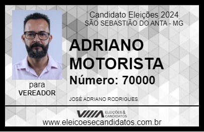 Candidato ADRIANO MOTORISTA 2024 - SÃO SEBASTIÃO DO ANTA - Eleições