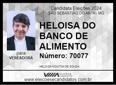 Candidato HELOISA DO BANCO DE ALIMENTO 2024 - SÃO SEBASTIÃO DO ANTA - Eleições