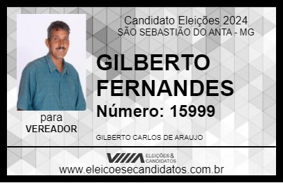 Candidato GILBERTO FERNANDES 2024 - SÃO SEBASTIÃO DO ANTA - Eleições