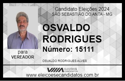 Candidato OSVALDO RODRIGUES 2024 - SÃO SEBASTIÃO DO ANTA - Eleições