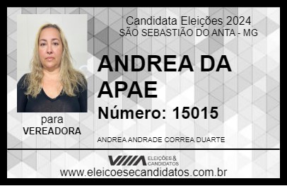 Candidato ANDREA DA APAE 2024 - SÃO SEBASTIÃO DO ANTA - Eleições