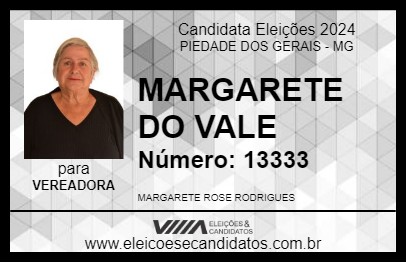 Candidato MARGARETE DO VALE 2024 - PIEDADE DOS GERAIS - Eleições