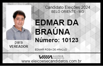 Candidato EDMAR DA BRAÚNA 2024 - BELO ORIENTE - Eleições