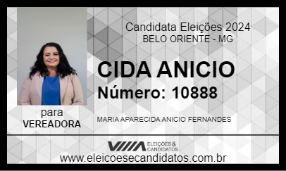 Candidato CIDA ANICIO 2024 - BELO ORIENTE - Eleições