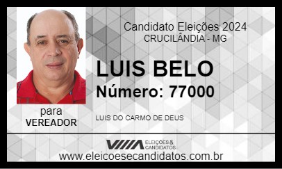 Candidato LUIS BELO 2024 - CRUCILÂNDIA - Eleições