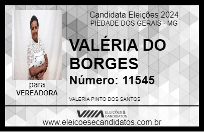 Candidato VALÉRIA DO BORGES 2024 - PIEDADE DOS GERAIS - Eleições