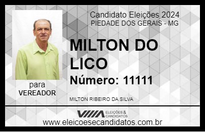 Candidato MILTON DO LICO 2024 - PIEDADE DOS GERAIS - Eleições