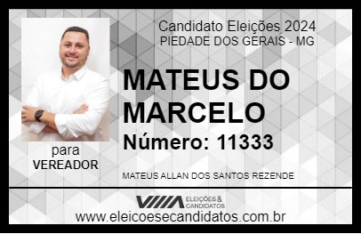 Candidato MATEUS DO MARCELO 2024 - PIEDADE DOS GERAIS - Eleições