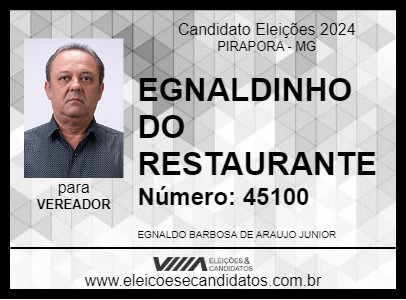 Candidato EGNALDINHO DO RESTAURANTE 2024 - PIRAPORA - Eleições