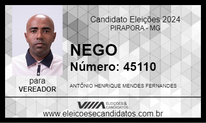 Candidato NEGO 2024 - PIRAPORA - Eleições