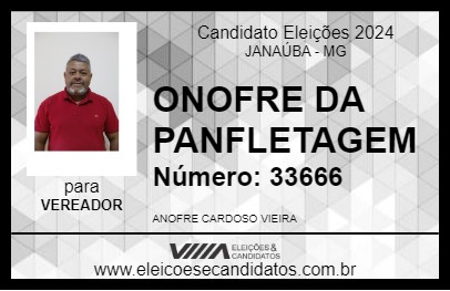 Candidato ONOFRE DA PANFLETAGEM 2024 - JANAÚBA - Eleições