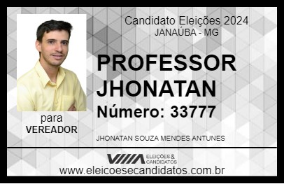 Candidato PROFESSOR JHONATAN 2024 - JANAÚBA - Eleições