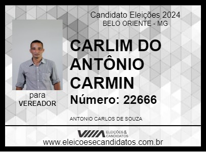 Candidato CARLIM DO ANTÔNIO CARMIN 2024 - BELO ORIENTE - Eleições