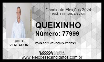 Candidato QUEIXINHO 2024 - UNIÃO DE MINAS - Eleições