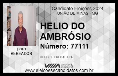 Candidato HELIO DO AMBRÓSIO 2024 - UNIÃO DE MINAS - Eleições