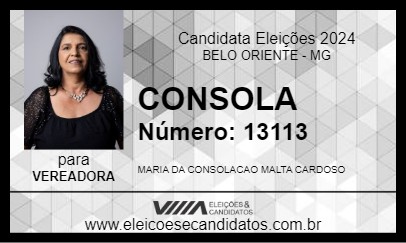 Candidato CONSOLA MALTA 2024 - BELO ORIENTE - Eleições