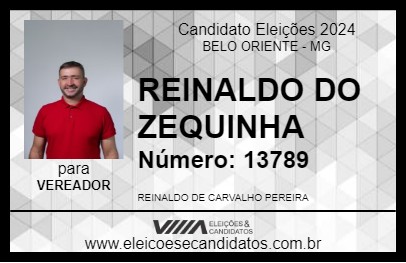 Candidato REINALDO DO ZEQUINHA 2024 - BELO ORIENTE - Eleições