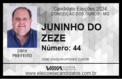 Candidato JUNINHO DO ZEZE 2024 - CONCEIÇÃO DOS OUROS - Eleições