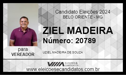 Candidato ZIEL MADEIRA 2024 - BELO ORIENTE - Eleições