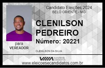 Candidato CLENILSON PEDREIRO 2024 - BELO ORIENTE - Eleições