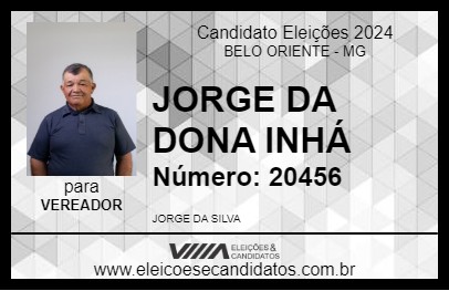 Candidato JORGE DA DONA INHÁ 2024 - BELO ORIENTE - Eleições