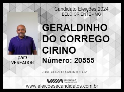 Candidato GERALDINHO DO CORREGO CIRINO 2024 - BELO ORIENTE - Eleições