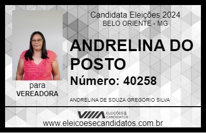 Candidato ANDRELINA DO POSTO 2024 - BELO ORIENTE - Eleições