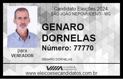 Candidato GENARO DORNELAS 2024 - SÃO JOÃO NEPOMUCENO - Eleições