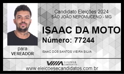 Candidato ISAAC DA MOTO 2024 - SÃO JOÃO NEPOMUCENO - Eleições