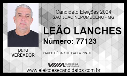 Candidato LEÃO LANCHES 2024 - SÃO JOÃO NEPOMUCENO - Eleições