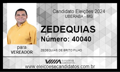 Candidato ZEDEQUIAS 2024 - UBERABA - Eleições