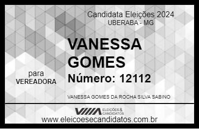 Candidato VANESSA GOMES 2024 - UBERABA - Eleições