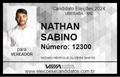 Candidato NATHAN SABINO 2024 - UBERABA - Eleições