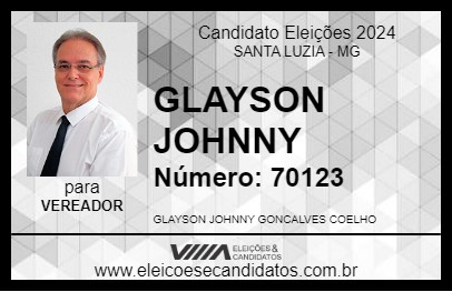 Candidato GLAYSON JOHNNY 2024 - SANTA LUZIA - Eleições