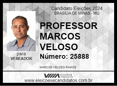 Candidato PROFESSOR MARCOS VELOSO 2024 - BRASÍLIA DE MINAS - Eleições