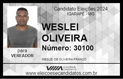 Candidato WESLEI OLIVEIRA 2024 - IGARAPÉ - Eleições