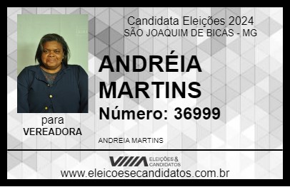 Candidato ANDRÉIA MARTINS  2024 - SÃO JOAQUIM DE BICAS - Eleições