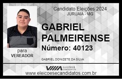 Candidato GABRIEL PALMEIRENSE 2024 - JURUAIA - Eleições