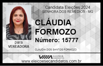 Candidato CLÁUDIA FORMOZO  2024 - SENHORA DOS REMÉDIOS - Eleições